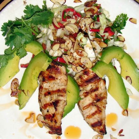 Grilled Chicken with Asian Slaw and Avocados