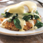 Crab Cake Eggs Benedict with Sauteed Spinach