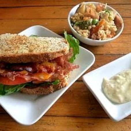 Maple and Jalapeno Dressing BLT with Ham and Rice Salad