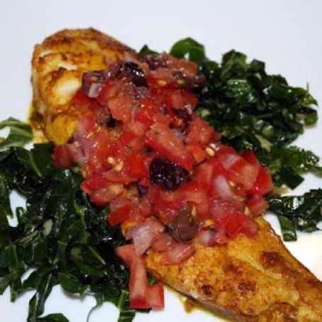 White Fish with Tomato and Olive Salsa