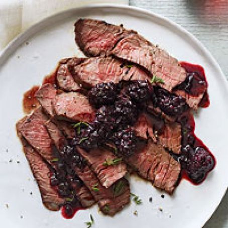 Grilled Sirloin with Blackberry Sauce