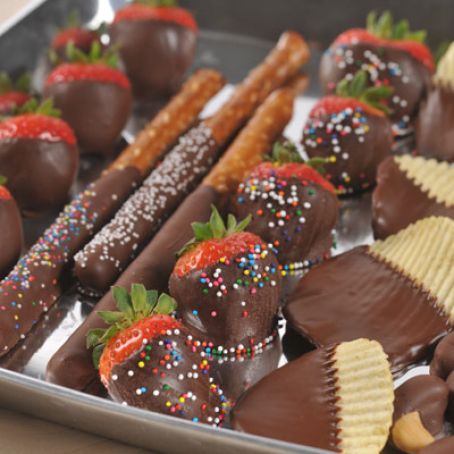 Dark Chocolate Dipped Strawberries & Snacks