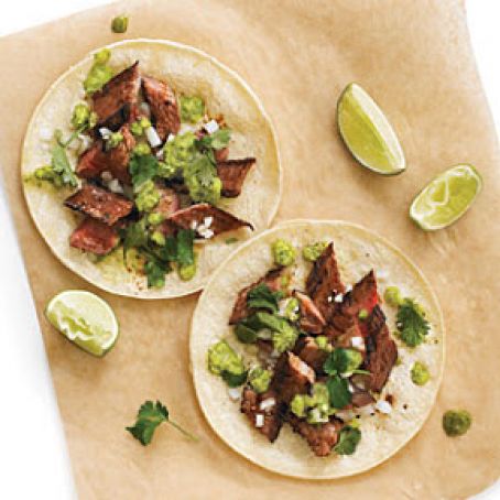 Suadero Tacos with Serrano-Cilantro Salsa