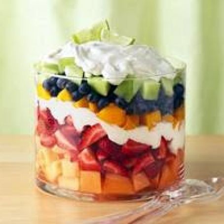 Layered Summer Fruits with Creamy Lime Dressing