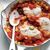 Halibut With Spicy Squash and Tomatoes