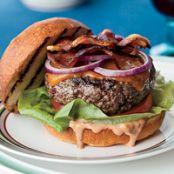 Cheddar BLT Burgers with Tarragon Russian Dressing