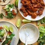 Buffalo Chicken Tacos with Ranch Crema