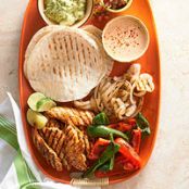 Grilled Chicken-Finger Fajitas with Peppers and Onions