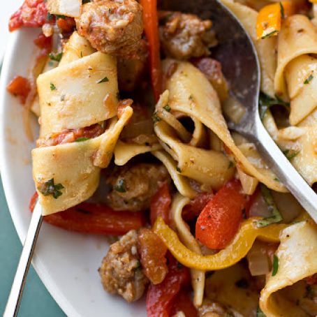 Italian “Drunken” Noodles with Spicy Italian Sausage