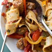 Italian “Drunken” Noodles with Spicy Italian Sausage