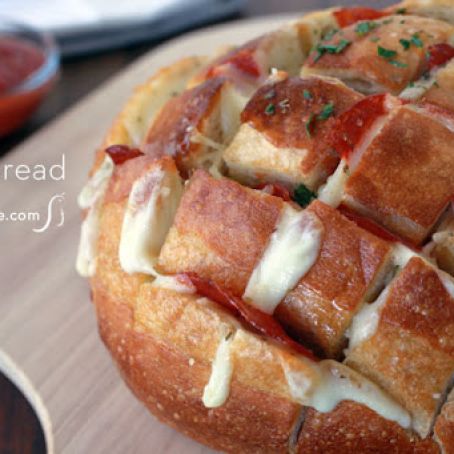 Cheese and pepperoni stuffed pull-apart pizza bread