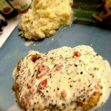 Herb Crusted Chicken in Basil Cream Sauce