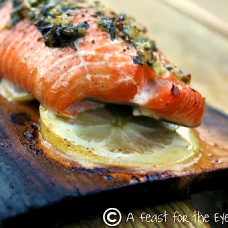 Planked Grilled Salmon with Tarragon Herbs