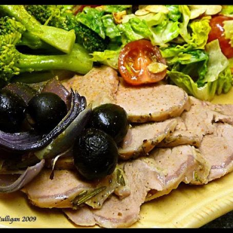 Rosemary Pork Tenderloin with Olives and Onions