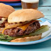 Classic Cheeseburgers with Grilled Romaine & Onions