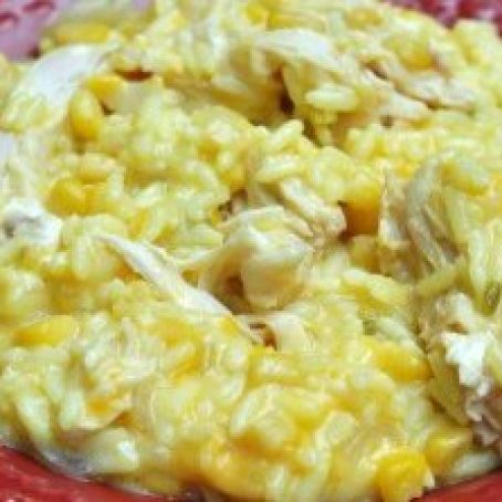 Slow Cooker Cheesy Chicken & Rice