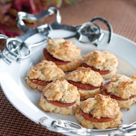 Cheddar-Thyme Biscuits with Maple-Glazed Canadian Bacon