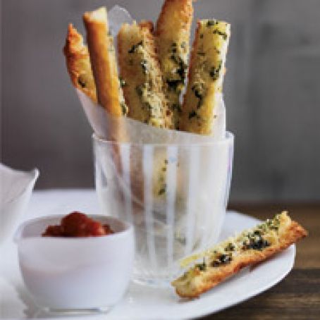 Garlic Bread Fries with Marinara Ketchup