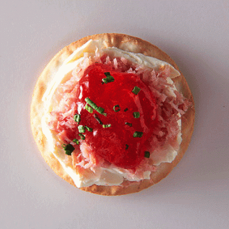 Ham, Cream Cheese, and Red Pepper Jelly Canapés