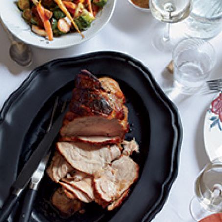 Honey-Soy-Roasted Pork with Braised Vegetables