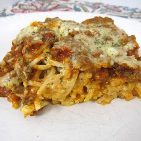 Baked Cream Cheese Spaghetti Casserole