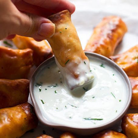 Baked Mini Buffalo Chicken Egg Rolls