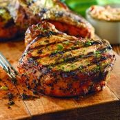 Grilled Pork Chops with Basil-Garlic Rub