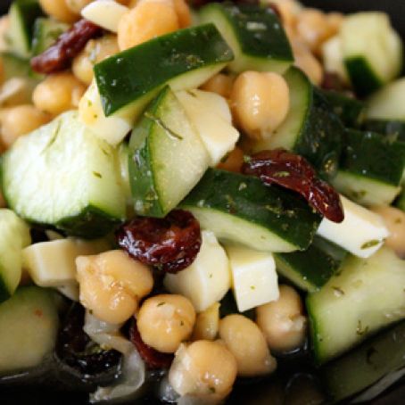 Chickpea and Cucumber Salad with Dried Cherries and Cheese