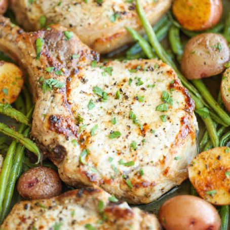 One Pan Ranch Pork Chops & Veggies