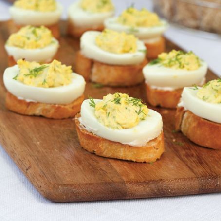 Deviled Egg Crostini