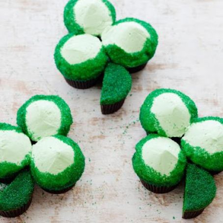 St. Patrick's Day Green Velvet Cupcake Shamrocks
