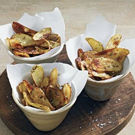 Roasted Fingerling Potato Crisps with Shallots and Rosemary