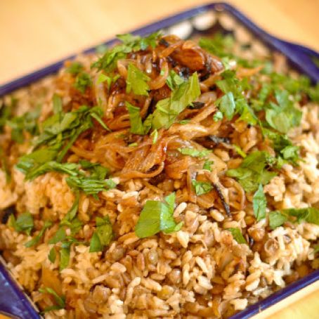 Mujadara (Rice, Lentils and Caramelized Onion Pilaf)