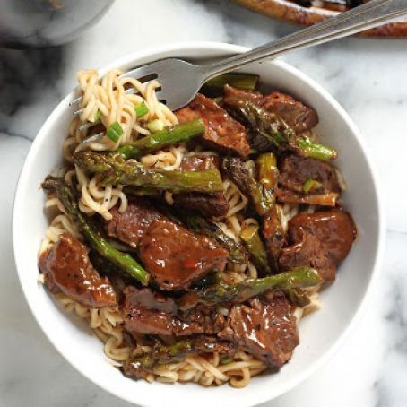 Steak and Asparagus Teriyaki Ramen