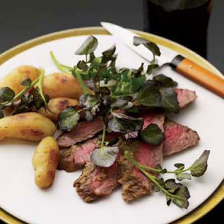 Wasabi Flank Steak and Miso-Glazed Potatoes - Recipe.com