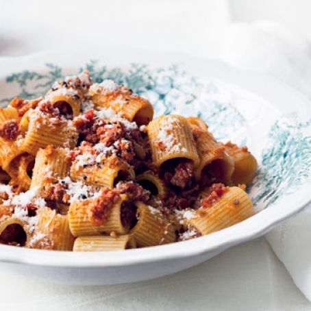 Rigatoni with Spicy Calabrese-Style Pork Ragù