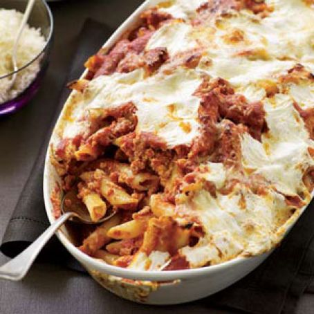 Baked Penne with Sausage and Creamy Ricotta