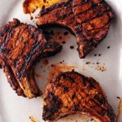 Grilled Giant Pork Chops with Adobo Paste