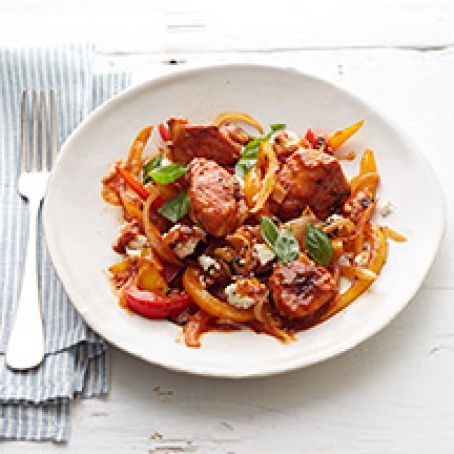 Chicken Sauté with Peppers and Goat Cheese