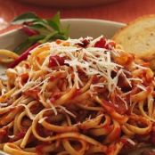 Linguine with Caramelized Onions and Angry Tomato Sauce