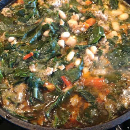 Recipe: Cheesy Panade with Swiss Chard, Beans & Sausage