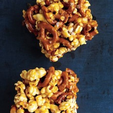 Pretzel Popcorn Caramel Bars