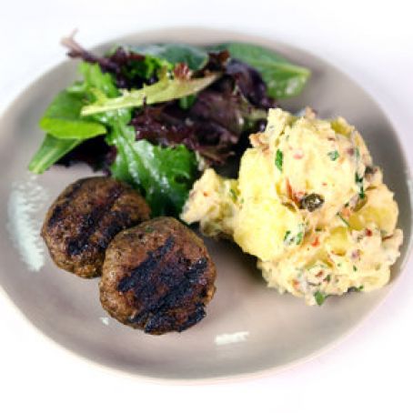 Beef Rissoles with Grilled Potatoes