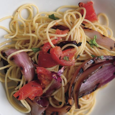 Spaghetti with Smoky Tomatoes and Onions