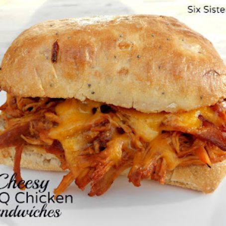 Crockpot Cheesy BBQ Chicken Sandwiches