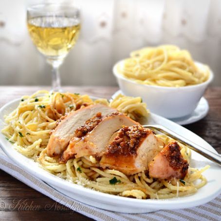 Garlic Butter Spaghetti and Chicken for 2