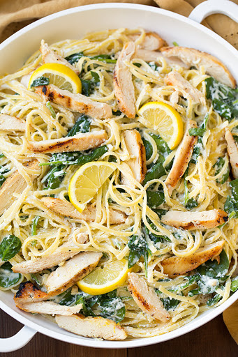 Lemon Ricotta Parmesan Pasta with Spinach and Grilled Chicken Recipe ...