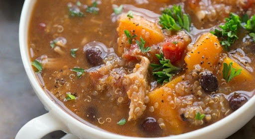 Butternut squash and quinoa soup with olives Recipe - (4.6/5)