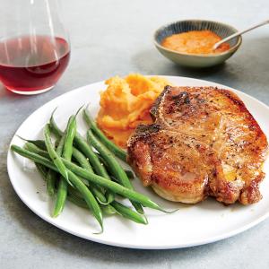 Moroccan-Spiced Pork Chops with Mashed Sweet Potatoes Recipe - (3.9/5)