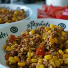 Salsa Stewed Beef and Rice - Pressure Cooker Recipe - (4.6/5) image